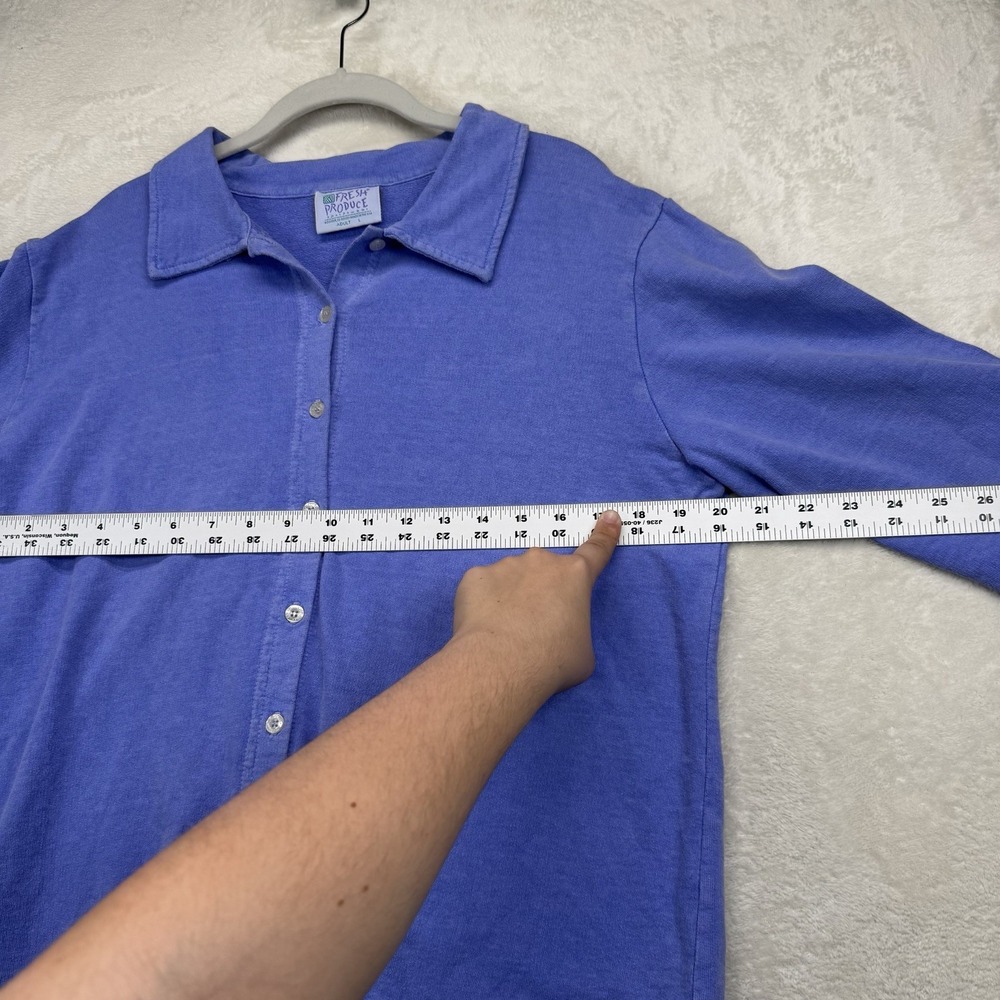 VTG Fresh Produce Periwinkle Blue Button‎ Down Gardening Long Sleeve Shirt L - Picture 5 of 8